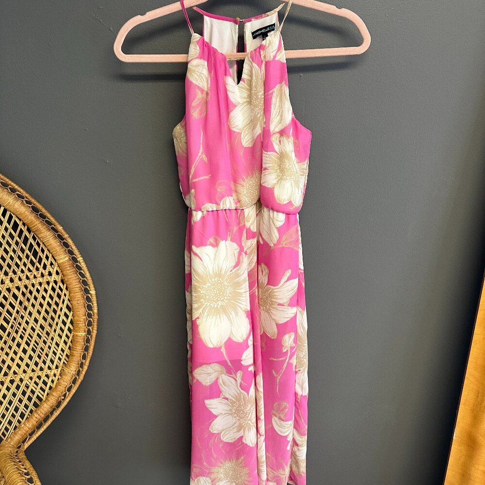 My Michelle Girls Size Large One Piece Jumpsuit Pink Bold Floral